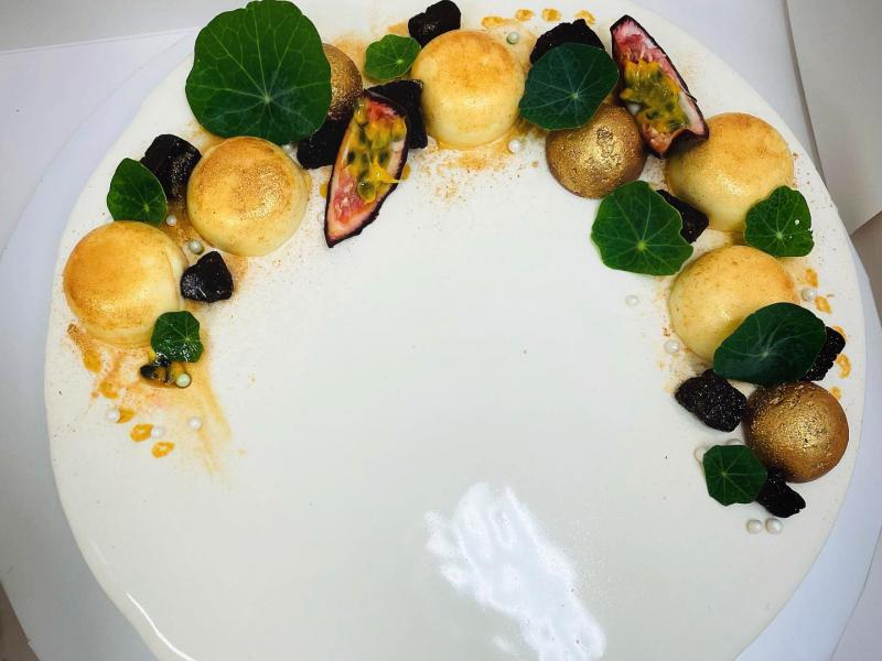 Passion fruit topped on cake